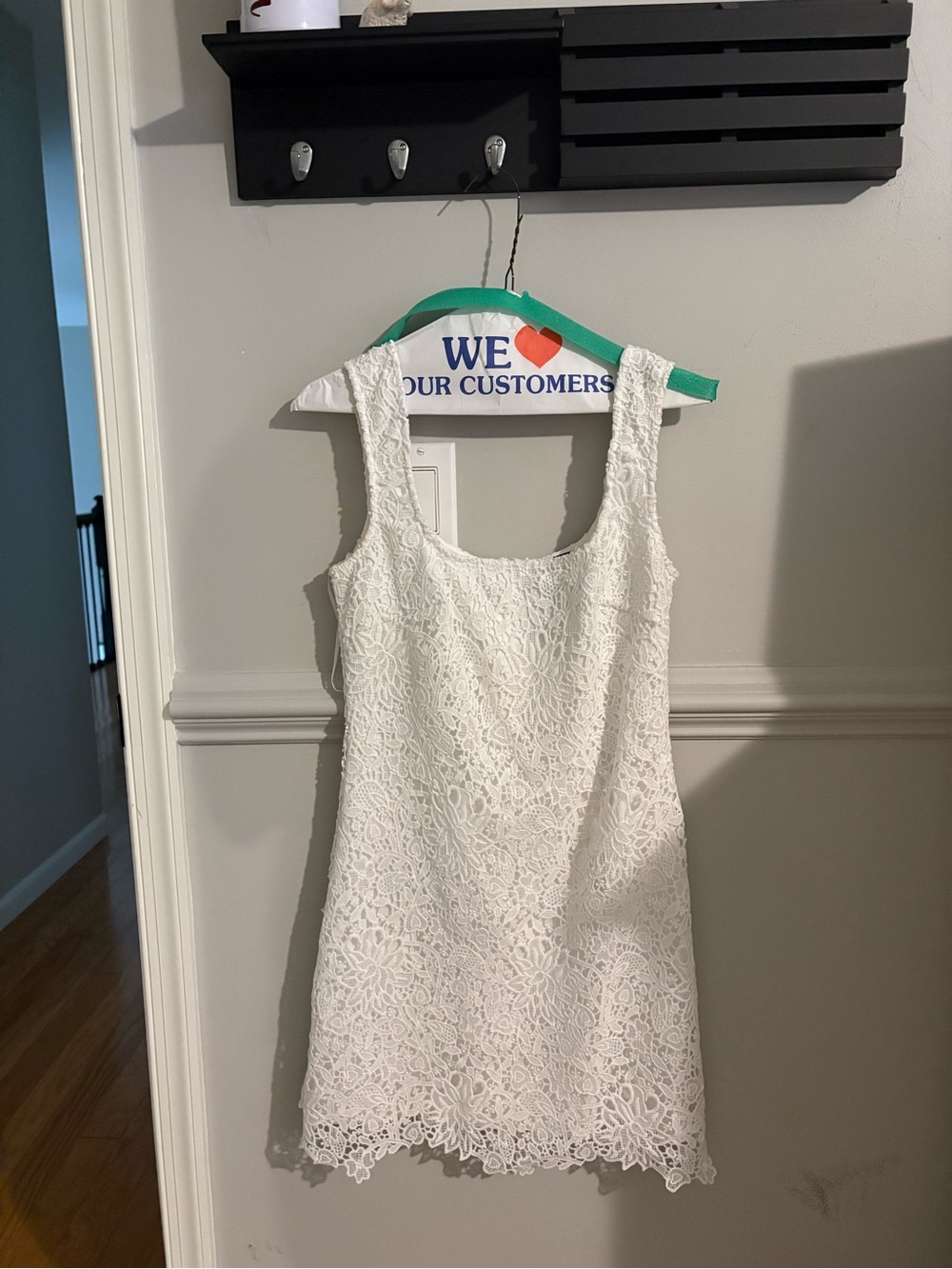 Aqua White Lace Mini Dress